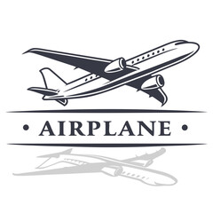 Airplane flying vector design with reflection