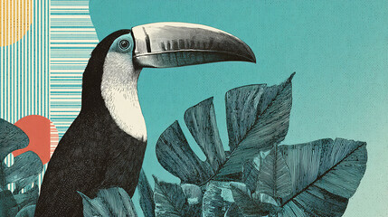 Colorful Toucan Perched Among Tropical