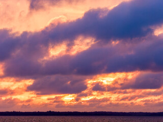 Beautiful sunset over Marbaek waters in Denmark