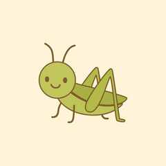 Cute Cartoon Grasshopper Vector Illustration