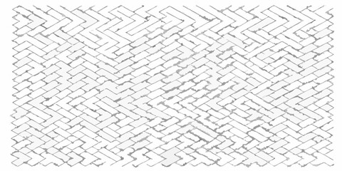 Abstract herringbone pattern of distressed white brick texture with subtle gray shading