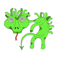 Salamander. Vector illustration hand drawn salamander isolated transparent background. Perfect scary lizard for halloween art. EPS 10 Editable stroke