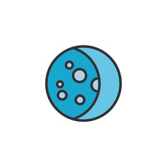 A moon phase icon showing lunar craters and soft blue shading, representing astronomical cycles, nighttime visibility, and clear sky weather predictions.