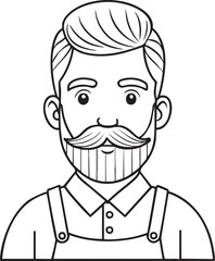 Barber with mustache and apron illustration for professional grooming and creative salon theme