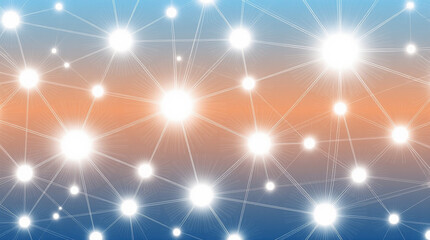 Artificial Intelligence Network Background with Blue and Orange Gradient