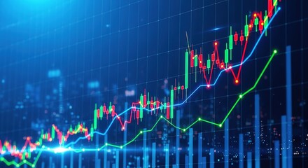 Financial Growth Chart With Candlestick Trends