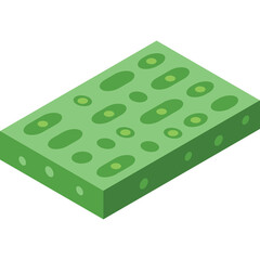 Abstract Green Surface With Irregular Oval Shapes And Small Circles In A Repeating Pattern Isometric View And A Flat Transparent Background