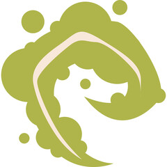 Abstract Green Swirl With Bubbles And Creamy Swash Effect On A Transparent Background