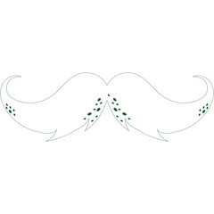 Abstract Green Swirls Decorative Element with Symmetrical Design on Transparent Background