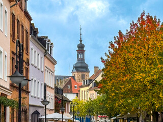 Naklejka premium street view of Saarbrucken, is the capital and largest city of the state of Saarland