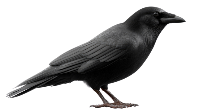 Majestic Raven: The dark, enigmatic presence of a raven stands tall, its sleek black plumage gleaming with an aura of mystery and wisdom.