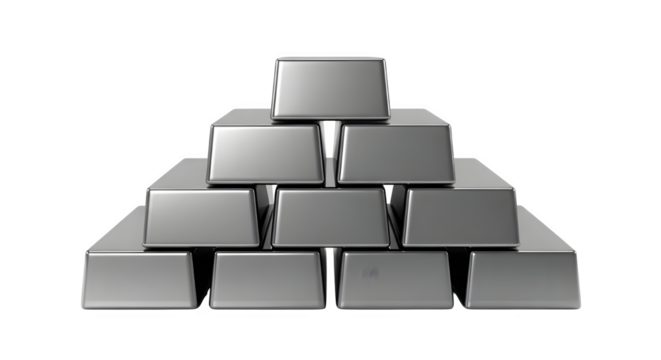 Shining silver bars stacked high representing wealth, success, and prosperity, a powerful symbol of investment and financial security