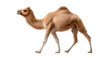 Camel Amidst the Sands: A majestic camel strides gracefully across the sand, embodying the spirit of the desert and showcasing its strength and resilience.