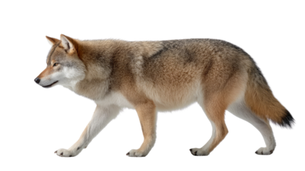 The Lone Coyote's Stroll: A solitary coyote strides with purpose, exhibiting its agility and the untamed spirit of the wilderness. Capturing a moment of resilience and adaptability.