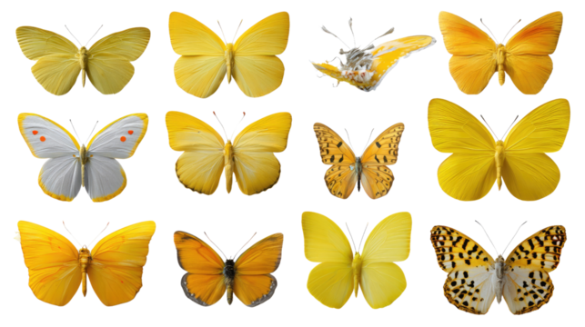 A kaleidoscope of yellow butterflies: Showcasing a vibrant array of butterflies, each a unique masterpiece of nature's artistry, dancing in a symphony of colors and patterns.