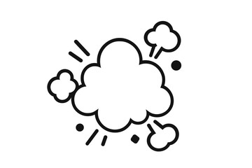 Black outline graphic depicting a comic book style explosion cloud or smoke burst