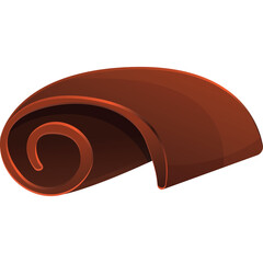 Dark Chocolate Swirl Isolated on White Background with Smooth Texture and Glossy Finish