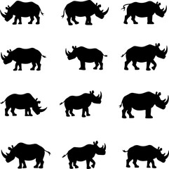 Fototapeta premium “Rhino Silhouette Collection” Vector