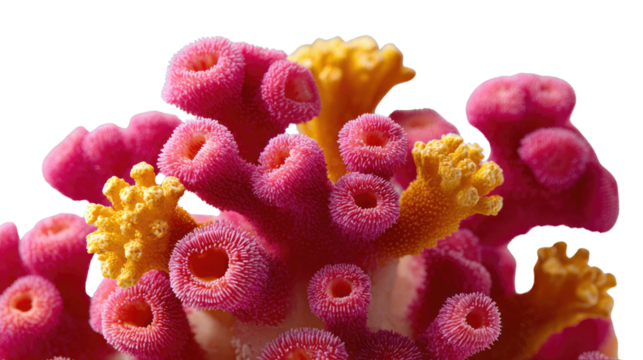 Coral Reef's Vibrant: Vivid and colorful coral, a microcosm of the underwater world, unfolds its intricate form. A captivating blend of hues showcasing nature's beauty