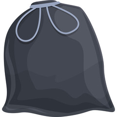 Dark Gray Garbage Bag with Light Blue Tie and White Transparent Background