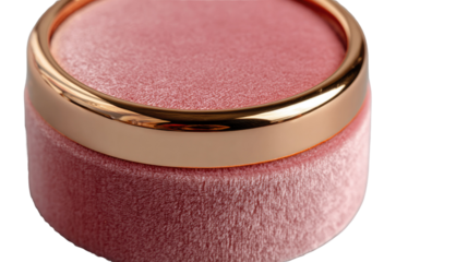Elegant Velvet Ring Box: A sophisticated blush-pink velvet ring box, its plush texture contrasted by a gleaming gold rim. This image evokes feelings of luxury, romance.