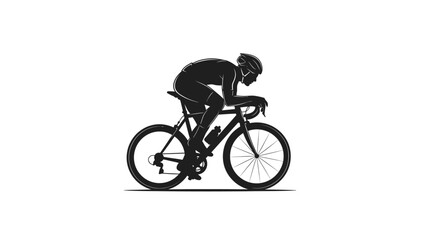 Obraz premium Cyclist Silhouette on Road Bike in Aerodynamic Racing Position