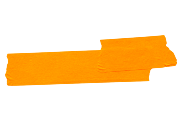 Ripped torn paper adhesive orange masking tape on transparent background