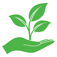 Hand holding plant drawing, vector hand holding tree, save tree logo, clipart hand holding plant.