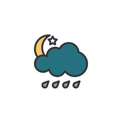 Weather icon featuring a cloud with rain and wind patterns, representing stormy weather, showers with gusts, or unstable meteorological conditions.