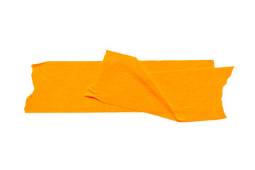 Ripped torn paper adhesive orange masking tape on transparent background