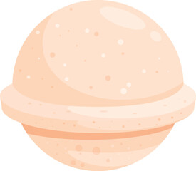 Peach colored round bath bomb suggesting wellness, body care and hygiene