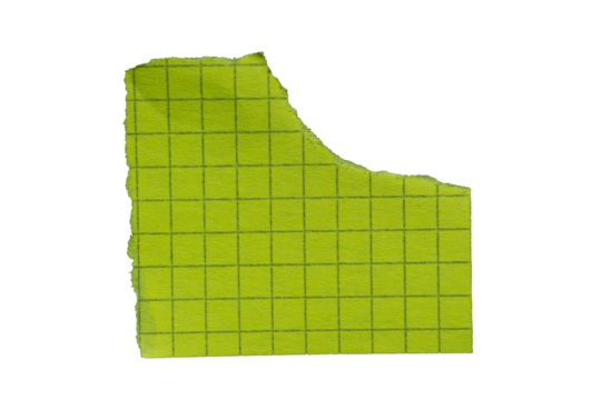 Ripped yellow grid note paper torn edges with transparent background png checkered paper tear