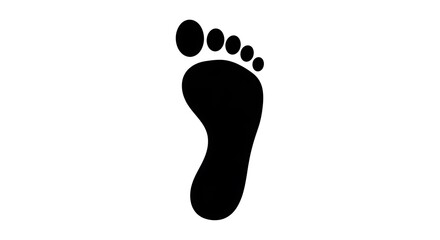 Simple Black Footprint Icon on White Background for Footwear or Foot Care Concepts