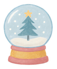 Snow globe hand drawn pastel texture transparent PNG for Christmas cards banners stickers winter decor and cozy social posts