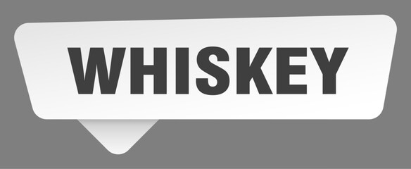 whiskey sign. whiskey white sticker isolated on gray background