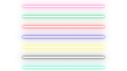 Seven horizontal neon glowing lines in various colors.