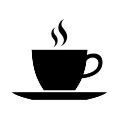 Obraz premium black Coffee cup and aroma icon Silhouette vector on white background