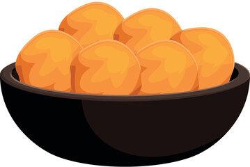 Round cookies filling a dark bowl on a white background
