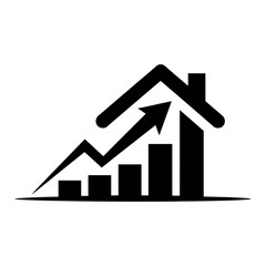 House investment growth sign icon Silhouette vector on white background