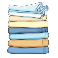 Stack of clean kitchen towels in various colors, neatly arranged, showcasing cozy and organized kitchen atmosphere