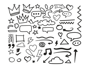 Hand drawn doodle element set for decoration