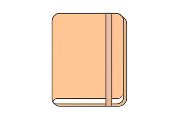 Minimalist closed notebook with light orange cover and vertical elastic closure band