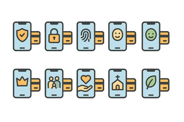 Set of Smartphone Icons with Various Symbols