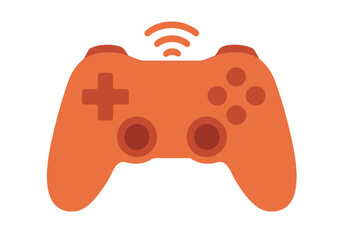 Orange wireless gamepad icon showing signal waves for remote connectivity