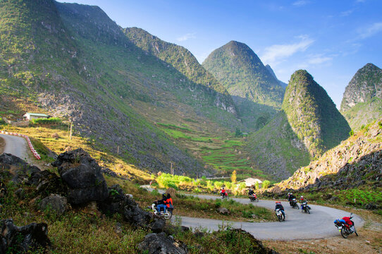 Motorbike Adventure on Winding Mountain Roads of Ha Giang Loop, Northern Vietnam