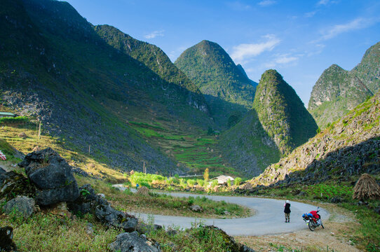 Motorbike Adventure on Winding Mountain Roads of Ha Giang Loop, Northern Vietnam