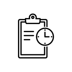 Time management and scheduling icon, clipboard with clock, deadline planning, task organization, appointment reminder, productivity symbol