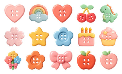 PNG Colorful playful button designs, element set on transparent background