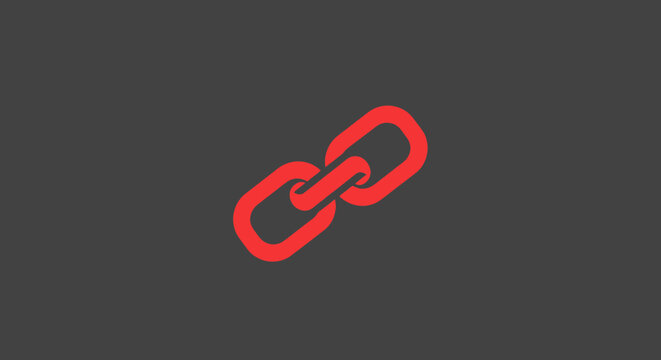 A minimalist red chain link graphic centered against a dark gray background