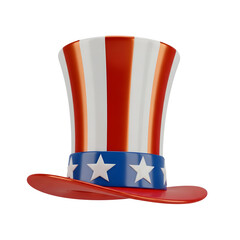 Patriotic Uncle Sam top hat with red white blue stripes and stars, perfect for celebrations